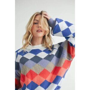 Free People Multicolor Argyle Sweater